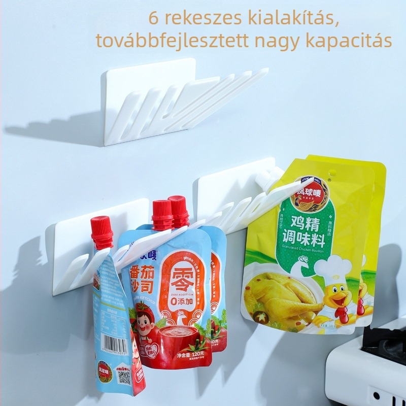 Falra szerelhető konyhai fűszertároló, multifunkcionális tároló, helytakarékos kialakítás