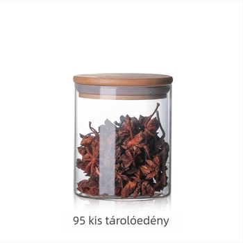 Hőálló üvegtartály gabonák és tea tárolására, nagy kapacitású, zárható