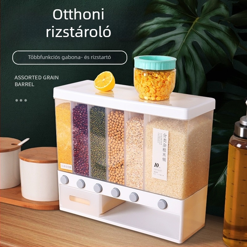 Falihoz rögzíthető, szeparált rizstároló, nedvességálló, gabonafélék tároló, nagy kapacitás