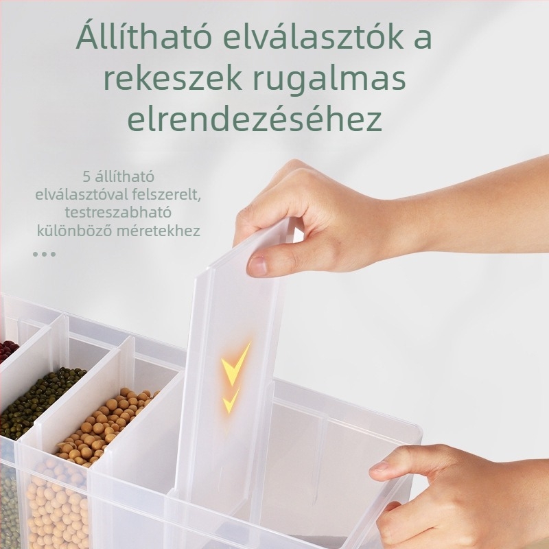 Falihoz rögzíthető, szeparált rizstároló, nedvességálló, gabonafélék tároló, nagy kapacitás