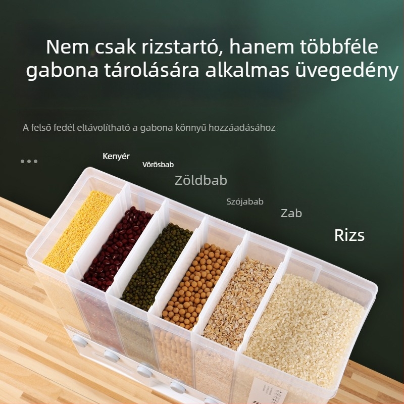 Falihoz rögzíthető, szeparált rizstároló, nedvességálló, gabonafélék tároló, nagy kapacitás
