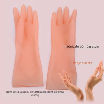 Xiangjiang A2 rózsaszín tiszta latex kesztyűk, vízálló konyhai kesztyű nőknek, tartósak és kopásállóak háztartási feladatokhoz és mosogatáshoz