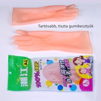 Xiangjiang A2 rózsaszín tiszta latex kesztyűk, vízálló konyhai kesztyű nőknek, tartósak és kopásállóak háztartási feladatokhoz és mosogatáshoz