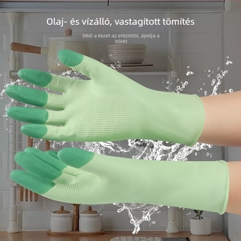 Két színű gumikesztyűk háztartási feladatokra, mosogatáshoz és konyhai takarításhoz, vízálló és tartós