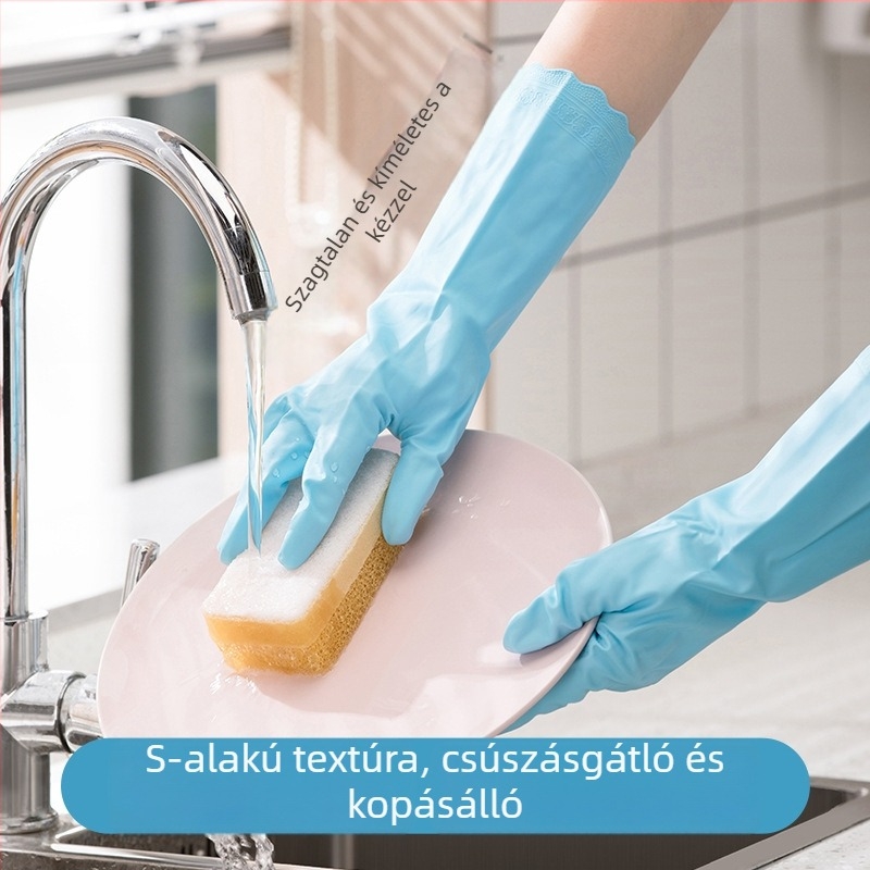 Camellia PVC vastag konyhai mosogatós kesztyű velúr bélés