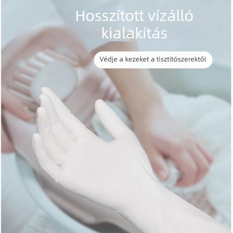 Nitril vízálló egyszer használatos kesztyűk, élelmiszer-minőségűek, háztartási konyhai mosogatáshoz, 12 hüvelykes hosszúságú, magas rugalmasságú, tartós, olajálló
