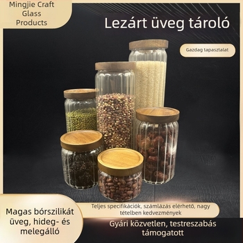 Nagy kapacitású üvegtároló kávébabok és gabonafélék számára, hermetikus záródású, többfunkciós