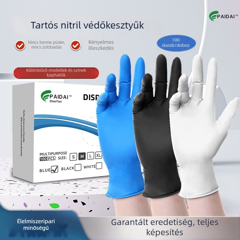 Egyszer használatos nitril kesztyű, élelmiszer-minőségű, átlátszó PVC, tartós, ipari felhasználásra, kozmetikai felhasználásra és gépjavításra