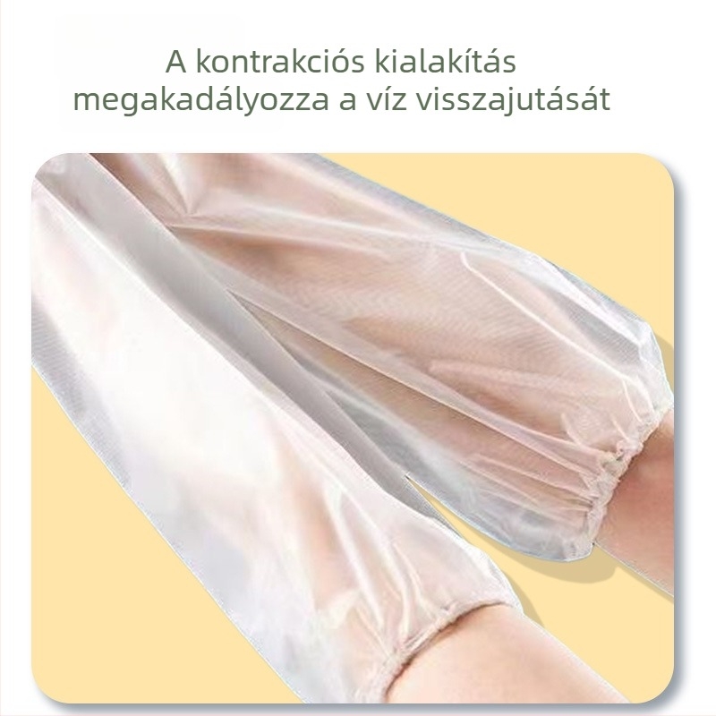 Hosszú, vastagított csúszásmentes kesztyűk otthoni tisztításra, mosásra és konyhai mosogatáshoz, vízálló, mandzsettás, egyszer használatos, CPE anyagból