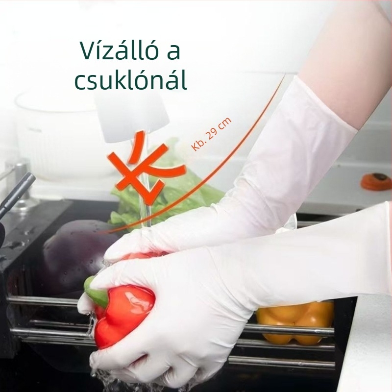 Egyszer használatos nitril kesztyűk, extra hosszúak, vastagok, 12 hüvelykes hosszúságúak, olaj- és vízállóak, mosogatáshoz és mosáshoz, háztartási használatra