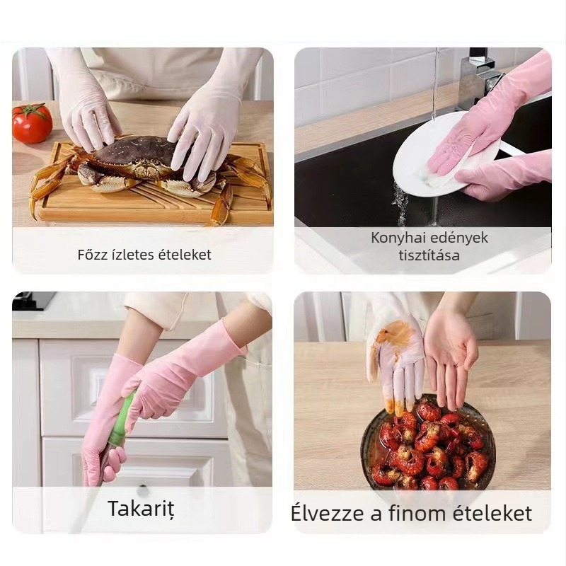 Egyszer használatos rózsaszín nitril kesztyűk, 12 hüvelyk, élelmiszer-minőségű, konyhai tisztításra és mosogatásra, tartósak