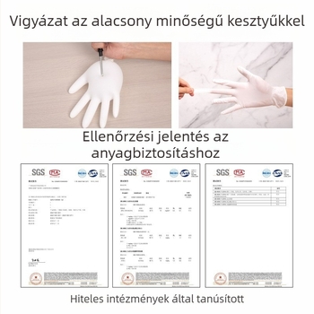 Egyszer használatos kesztyűk természetes latexből élelmiszer-kezelésre, háztartási feladatokhoz, szépségápoláshoz, hajfestéshez és fogászati ellátáshoz