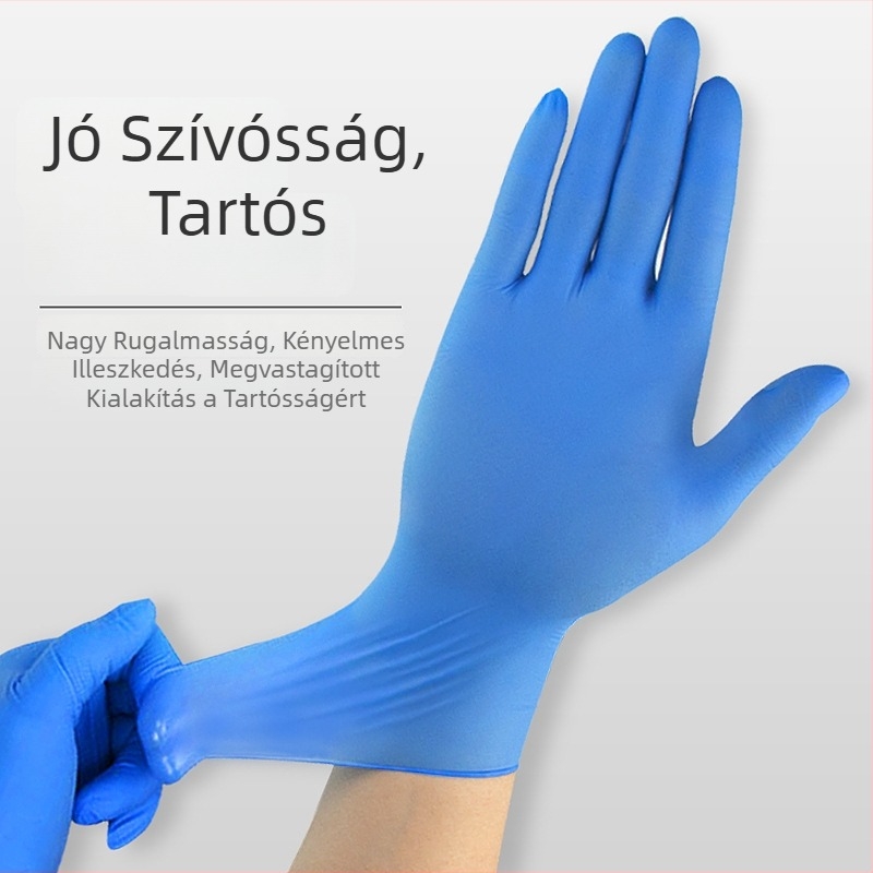 Egyszer használatos nitril kesztyűk, élelmiszer-minőségű, olajálló, cateringhez, sütéshez, konyhához, háztartási feladatokhoz, mosogatáshoz.