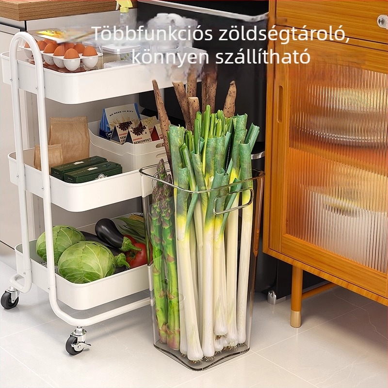 Átlátszó, nagy kapacitású konyhai tároló zöldhagyma, gyömbér és fokhagyma számára