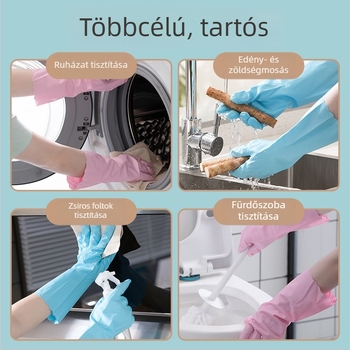 Camellia Tartós konyhai mosogatós kesztyű fleece belső résszel, vízálló PVC kesztyűk háztartási feladatokhoz