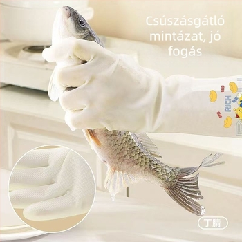 Nitril mosogatós kesztyűk, tartósak, vastag gumibevonattal, kíméletesek a bőrrel, otthoni tisztításra