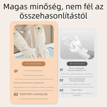Nitril mosogatós kesztyűk, tartósak, vastag gumibevonattal, kíméletesek a bőrrel, otthoni tisztításra