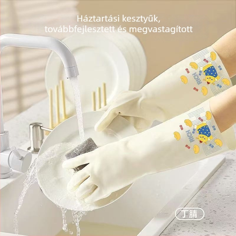 Nitril mosogatós kesztyűk, tartósak, vastag gumibevonattal, kíméletesek a bőrrel, otthoni tisztításra