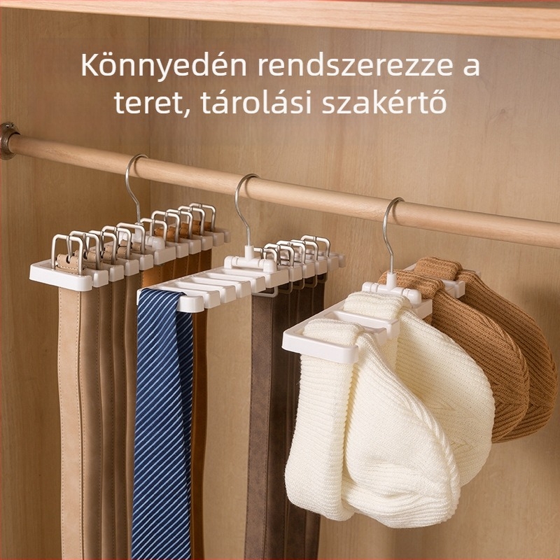Nagy öv- és ruhakasztó rendező 10 lyukkal, övek, nyakkendők és sálak tárolására