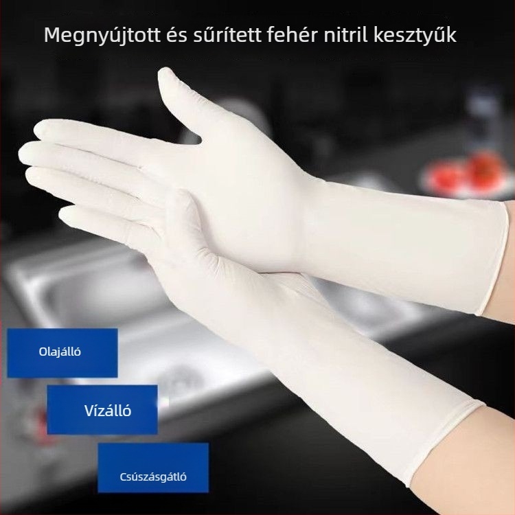 Egyszer használatos, tartós nitril kesztyű pormentes, mosogatáshoz, konyhában és háztartási feladatokhoz