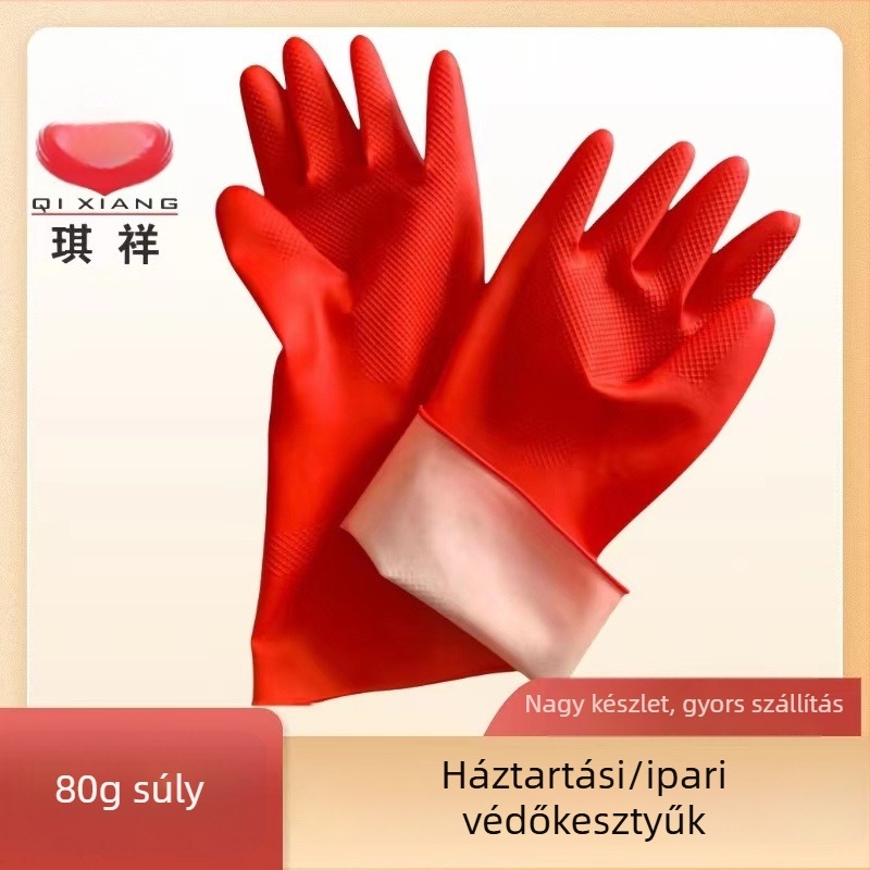 Vastagított vízálló latex kesztyűk mosogatáshoz, háztartási dupla rétegű gumikesztyűk