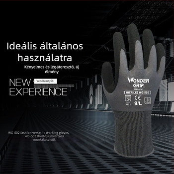 WG-502 nitrilbevonatú, lélegző, vékony, kopásálló és olajálló munkakesztyűk háztartásra és kertészkedésre