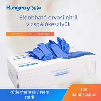 Egyszer használatos nitril kesztyűk, kék és lila, tartós háztartási használatra