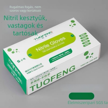 Tuofeng egyszer használatos nitril kesztyűk, vízálló és olajálló, tartós élelmiszer-feldolgozáshoz, 9 hüvelykes méret, mosogatáshoz és mosáshoz
