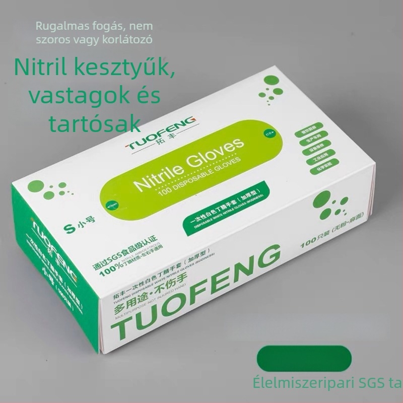 Tuofeng egyszer használatos nitril kesztyűk, vízálló és olajálló, tartós élelmiszer-feldolgozáshoz, 9 hüvelykes méret, mosogatáshoz és mosáshoz