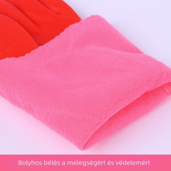 Fleece-béléssel készült vastag gumírozott edénymosó kesztyű hosszú ujjal, meleg otthoni konyhai használatra