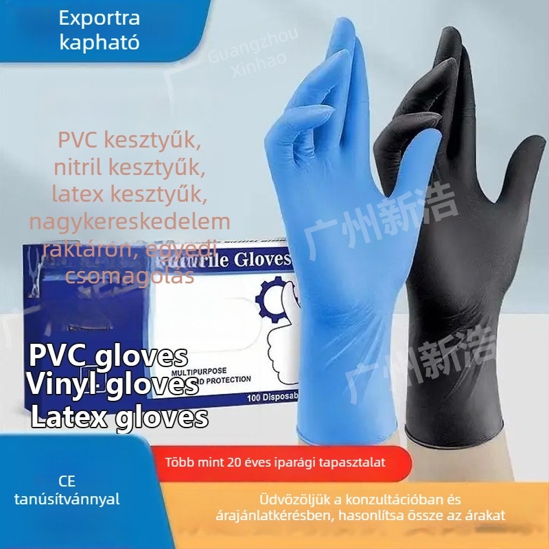 Egyszer használatos nitril kesztyűk, élelmiszer-minőségű, nagy rugalmasságú, háztartási védelem, tartós.