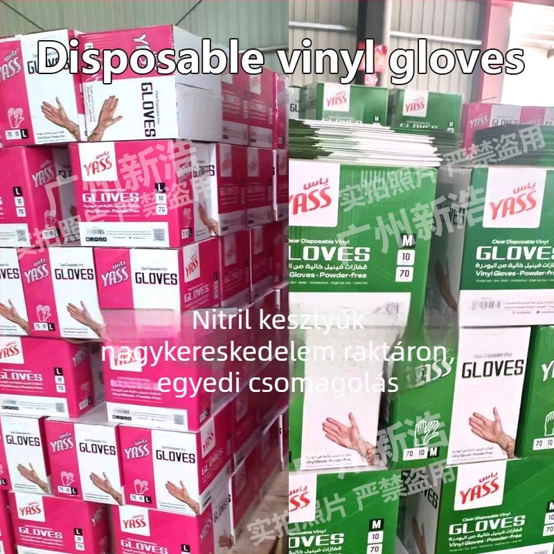 Egyszer használatos nitril kesztyűk, élelmiszer-minőségű, nagy rugalmasságú, háztartási védelem, tartós.