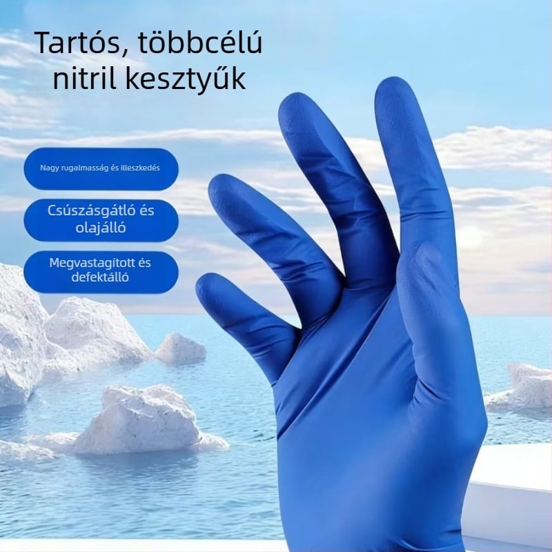 Egyszer használatos nitril kesztyűk, vastagított kompozit nitril, szintetikus nitril, védőkesztyű kozmetikai és tetoválási alkalmazásokhoz, nagykereskedelem