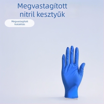 Egyszer használatos nitril kesztyűk, vastított, élelmiszer-minőségű, vízálló, csúszásmentes, kopásálló