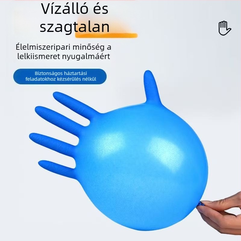 Egyszer használatos nitril kesztyűk, vastított, élelmiszer-minőségű, vízálló, csúszásmentes, kopásálló