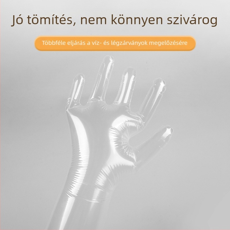 Egyszer használatos hosszú, vízálló háztartási kesztyűk, megerősített és hosszabbított kivitelben, csúszásmentes és kopásálló az őszi–téli használathoz.