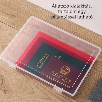Átlátszó, nagy kapacitású fájl-tároló doboz A4-dokumentumokhoz – fedéllel, multifunkcionális rendező