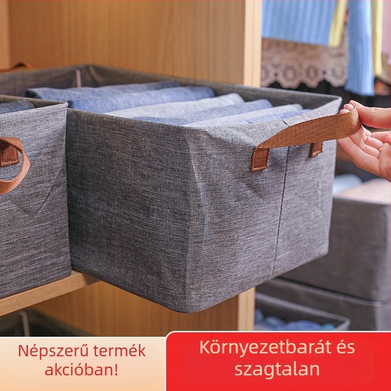 Összecsukható szürke katiónos tároló doboz őszi-téli ruhákhoz, porvédett