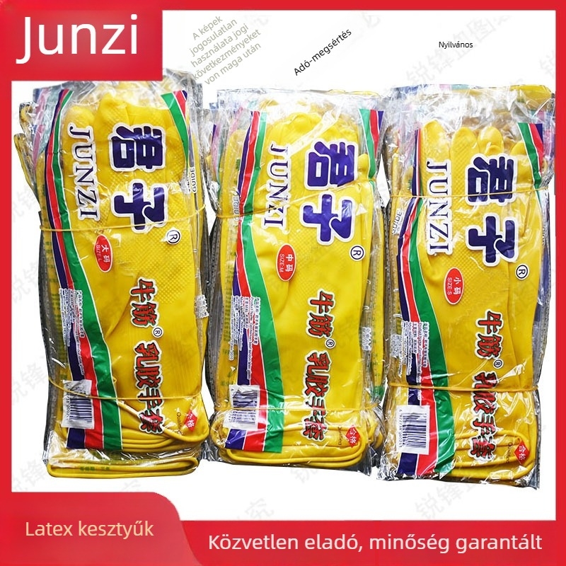 Junzi márka latex kesztyűk – vízálló, vastag és tartós háztartási tisztításra és edények mosására