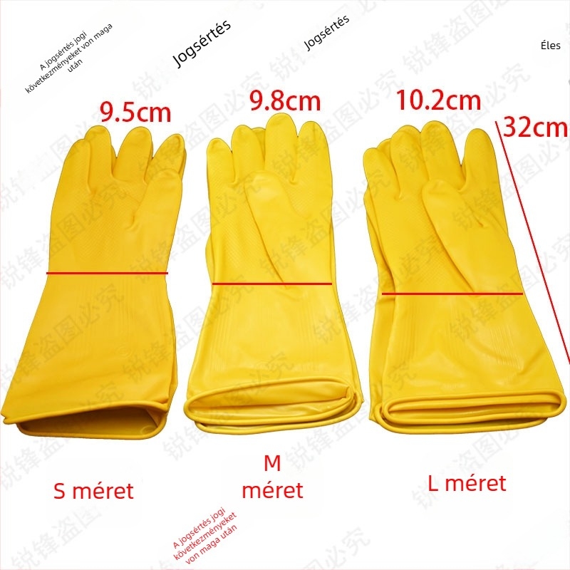 Junzi márka latex kesztyűk – vízálló, vastag és tartós háztartási tisztításra és edények mosására