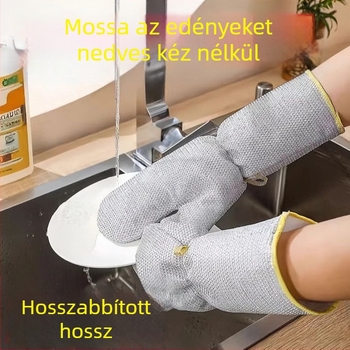 Vastagított, hosszú ezüstszálas mosogatókesztyűk, vízállóak, égésállóak és olajállóak.