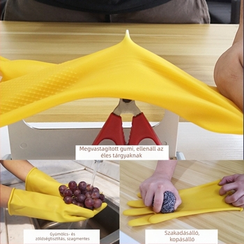 Latex kesztyűk háztartási tisztításhoz – vékony, 28 cm hosszú, mosogatáshoz и és ruhamosáshoz