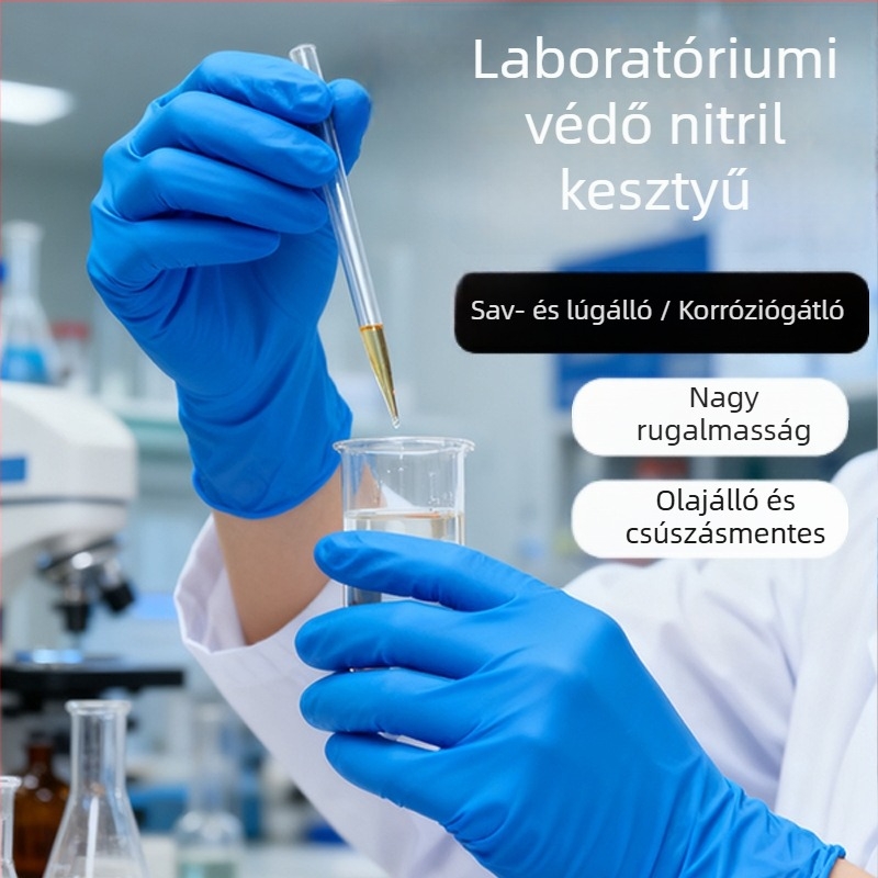 Blue Sail Vastagított nitril egyszer használatos kesztyűk laboratóriumi használatra, hajfestéshez, karbantartáshoz, háztartási tisztításhoz és mosogatáshoz