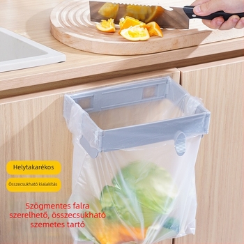Fali kivitel, összecsukható szemeteszsák tartó fúrás nélkül, szekrényajtókhoz, fürdőszobához és konyhához