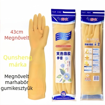 43 cm hosszú vastag latex kesztyűk háztartási használatra – mosogatáshoz és mosáshoz, nem egyszer használatos