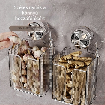 Fali konyhai szervező hagyma, gyömbér és fokhagyma számára, papírzsepi tartóval – multifunkcionális tároló állvány