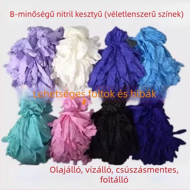 Egyszer használatos kék nitril kesztyű, vastagodott, olaj- és vízálló, sav- és lúgálló, mechanikai karbantartáshoz és vízi munkákhoz