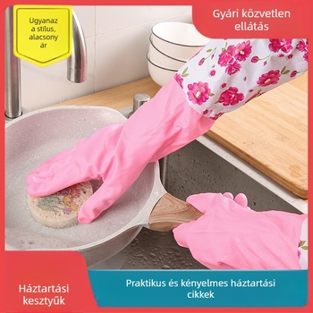 Női mosogatókesztyű fleece béléses – konyha, tartós, vízálló, téli, hosszú mandzsetta