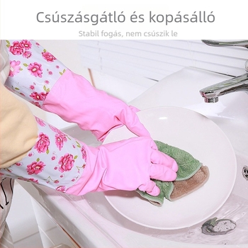 Női mosogatókesztyű fleece béléses – konyha, tartós, vízálló, téli, hosszú mandzsetta