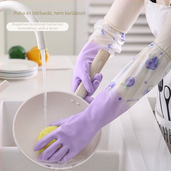 Latex kesztyű fleece-béléssel mosogatáshoz és háztartási munkákhoz, vízálló és tartós, hosszú mandzsetával